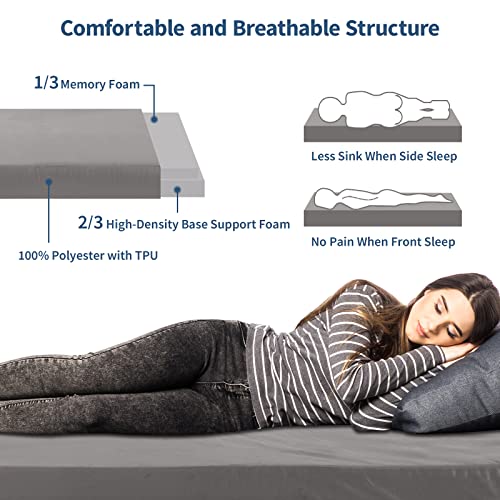 Twin Memory Foam Camping Mattress Pad with Waterproof Cover B649614
