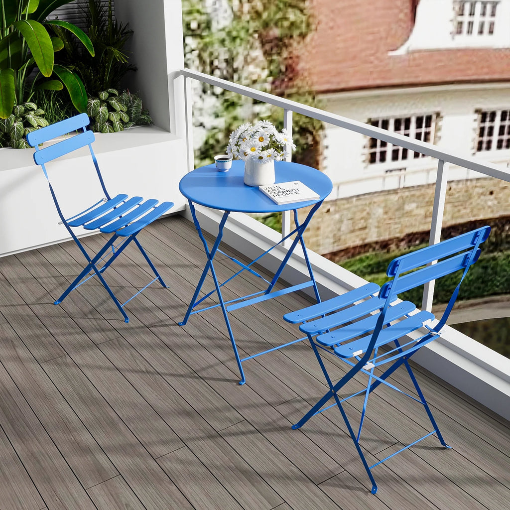 3 Piece Foldable Bistro Furniture Set Steel Frame G77263
