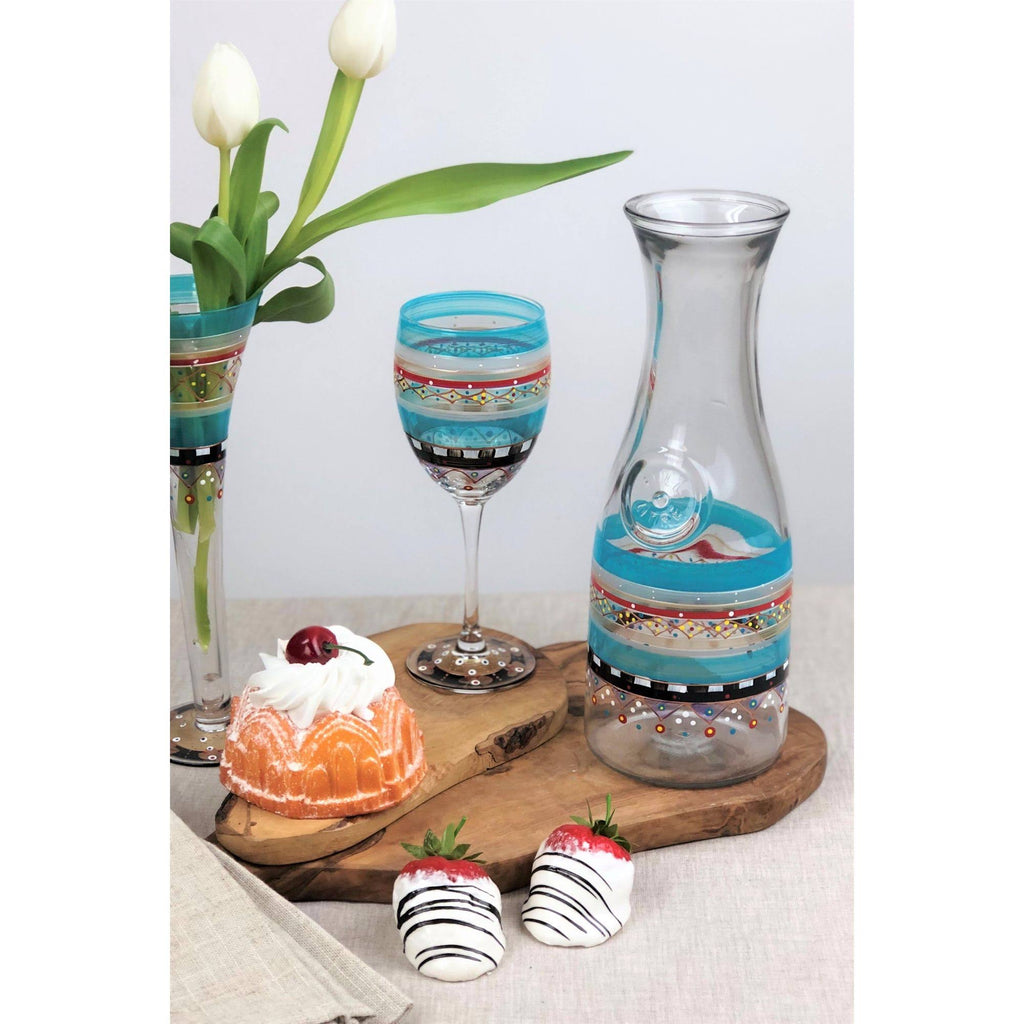 Set of 2 Hand Painted Wine Glasses, 10.5 oz. F3552