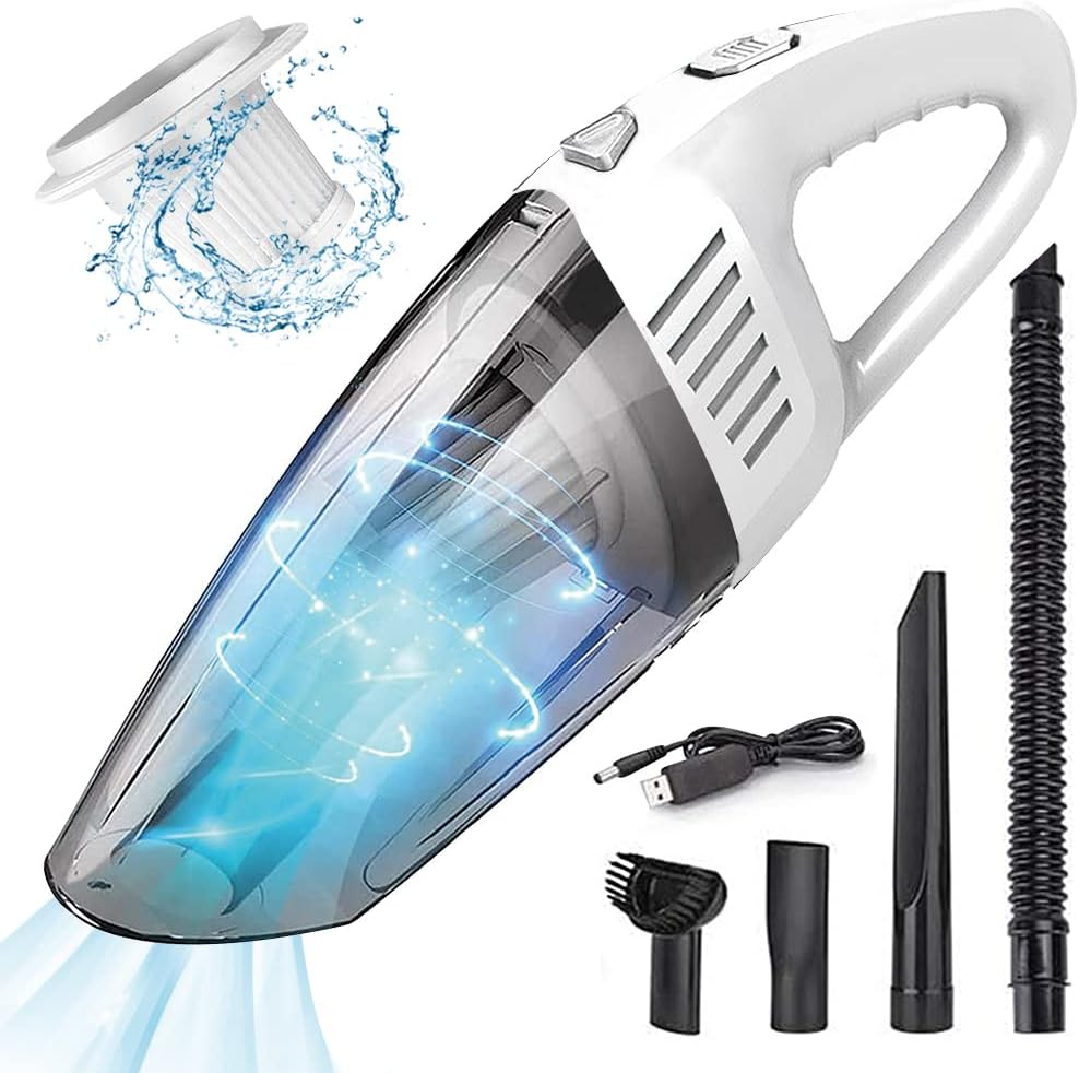 Handheld Cordless Car Vacuum Cleaner 8000PA Strong Suction with Filter & Attachments Rechargeable Portable Mini Vacuum Wet Dry Grey Black K582931