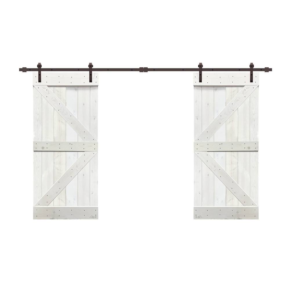 Stained K Double Barn Door with Hardware Kit M964