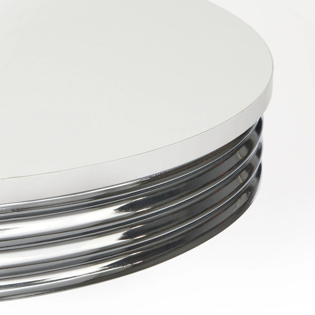 Round Bar Table 43.5" Tall White and Chrome M479331
