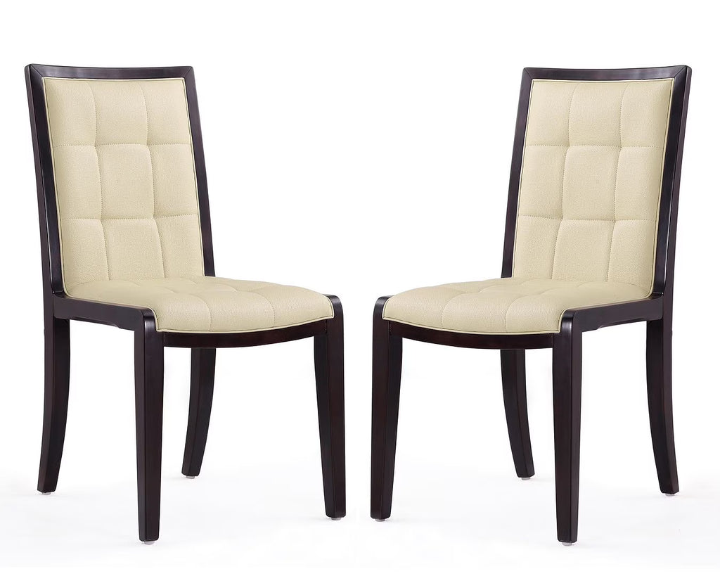 Cream Faux Leather Dining Chair (Set of 2) W552