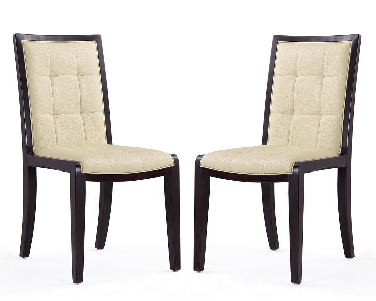 Cream Faux Leather Dining Chair (Set of 2) W552
