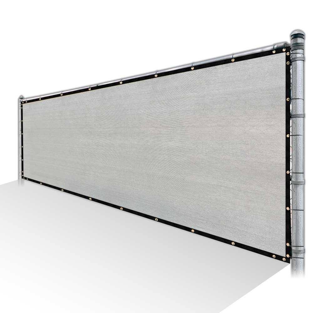 Grey Privacy Fence Screen HDPE Mesh Cover with Reinforced Grommets A460431