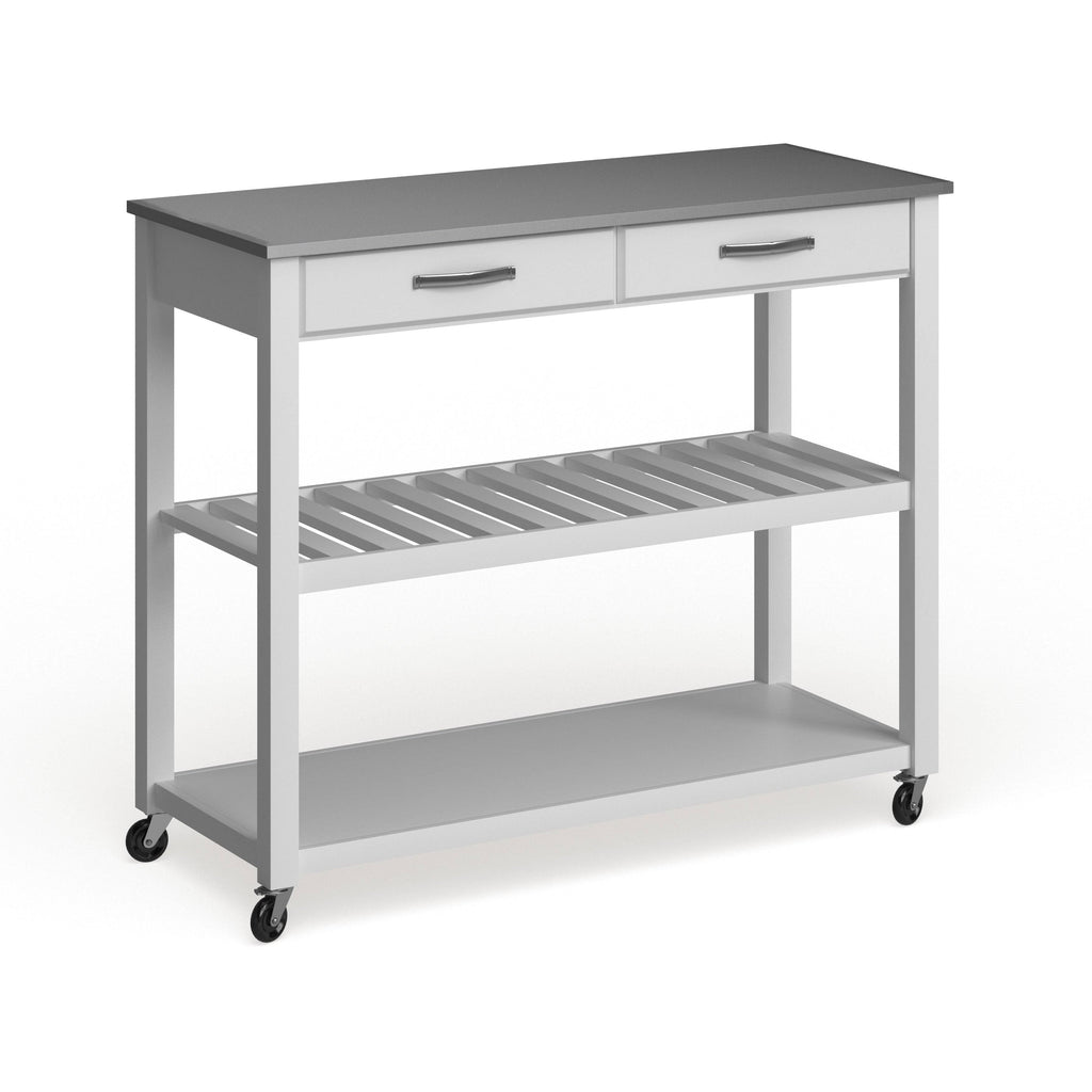 White Wood Kitchen Cart Island N705396