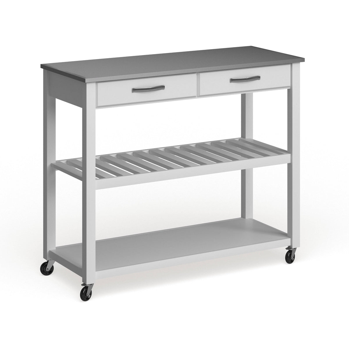 White Wood Kitchen Cart Island N705396