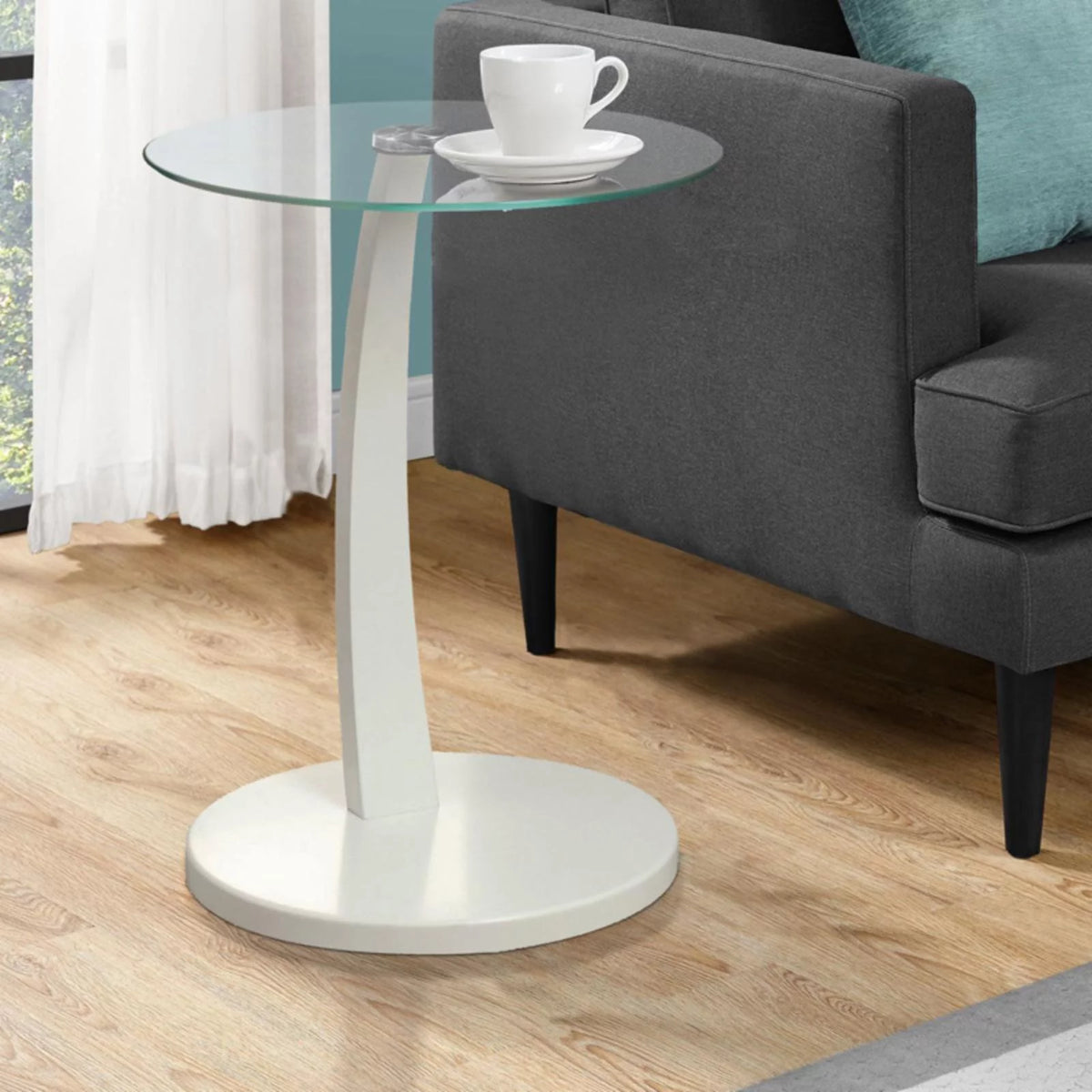 White C-shaped Accent Table Y127