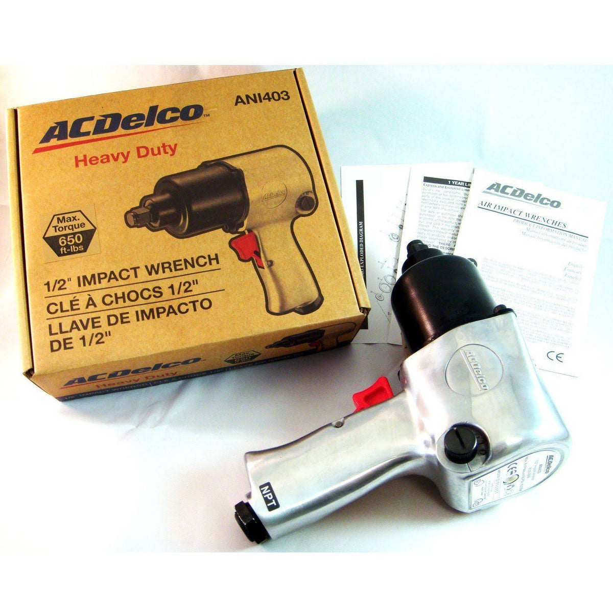 1/2-Inch Air Impact Wrench, 650 ft-lbs, Twin Hammer T321511