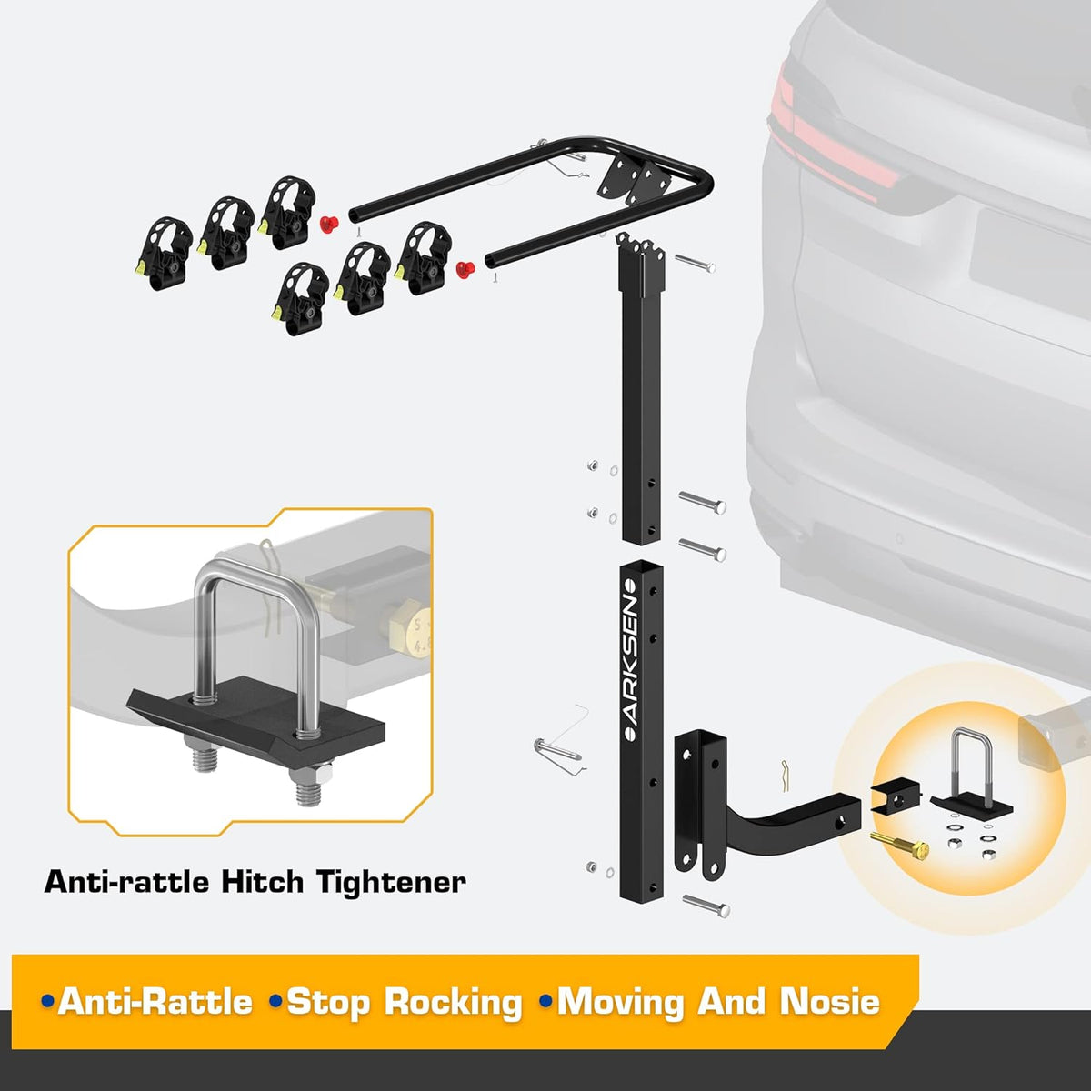 3 Bike Hitch Mount Carrier with Tie Down Strap J871184