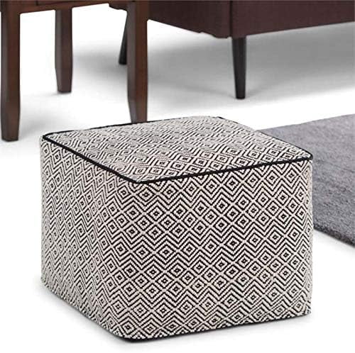 Cotton Woven Square Pouf Ottoman F88756