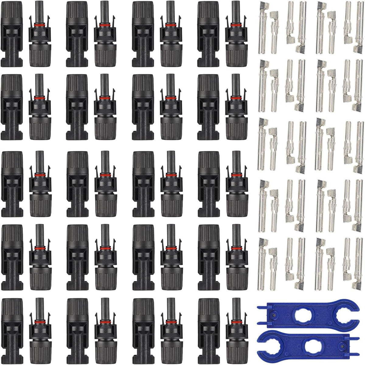 20 Pairs Male Female Solar Panel Connectors Kit with Tools, IP67 Waterproof, 30A 1000V DC L23906