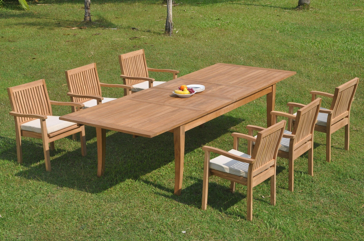 Grade-A Teak 7 Pc 6 Seater Double Extension Dining Set N98548