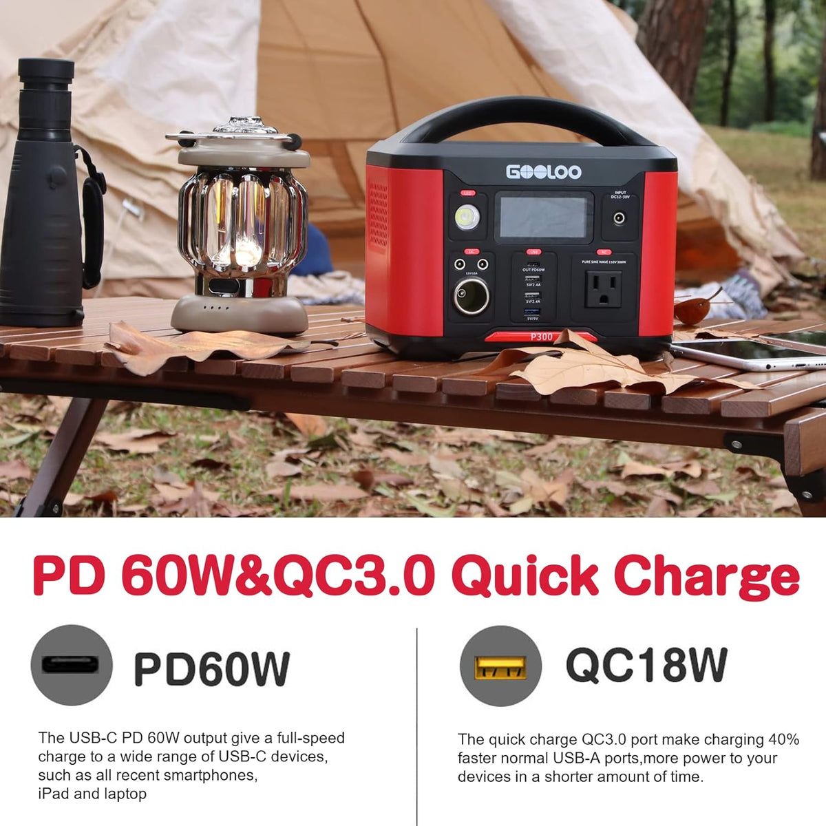 281Wh Portable Power Station with 110V/300W AC Outlet Z264264
