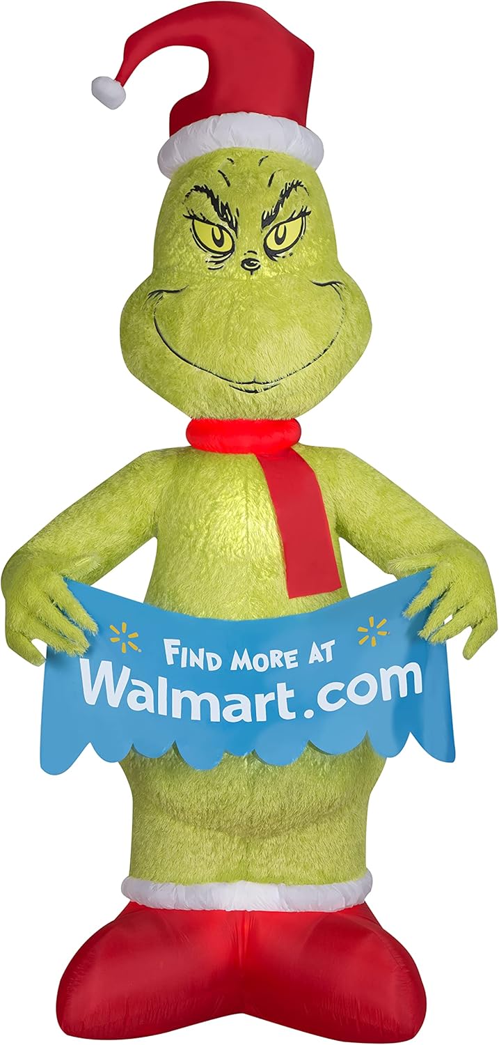 10' Airblown Mixed Media Dr. Seuss Grinch with Banner W21310