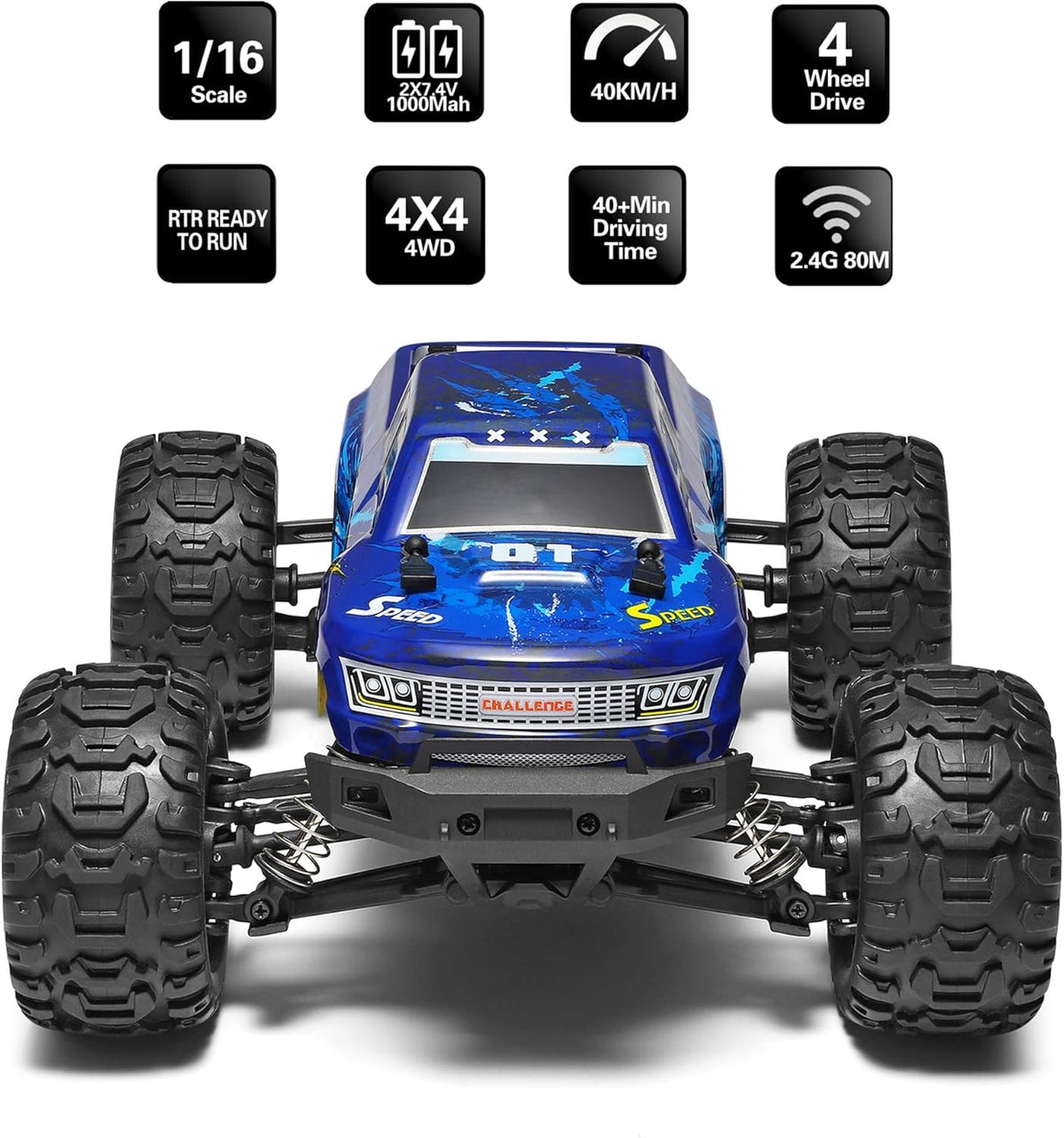 4x4 Remote Control Car 1:16 Scale 40KM/H Off Road RC Monster Truck E376325