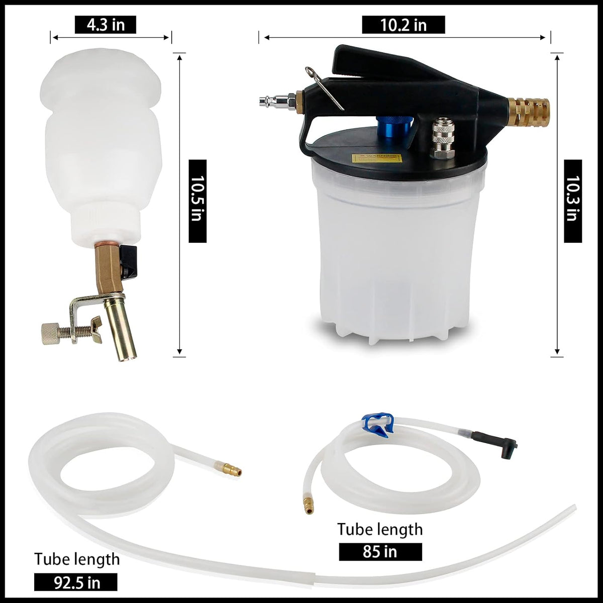 2L Vacuum Brake Bleeder Kit with 2L Brake Fluid Extractor and 1L Refilling Bottle, Two Silicon Hoses Z3564