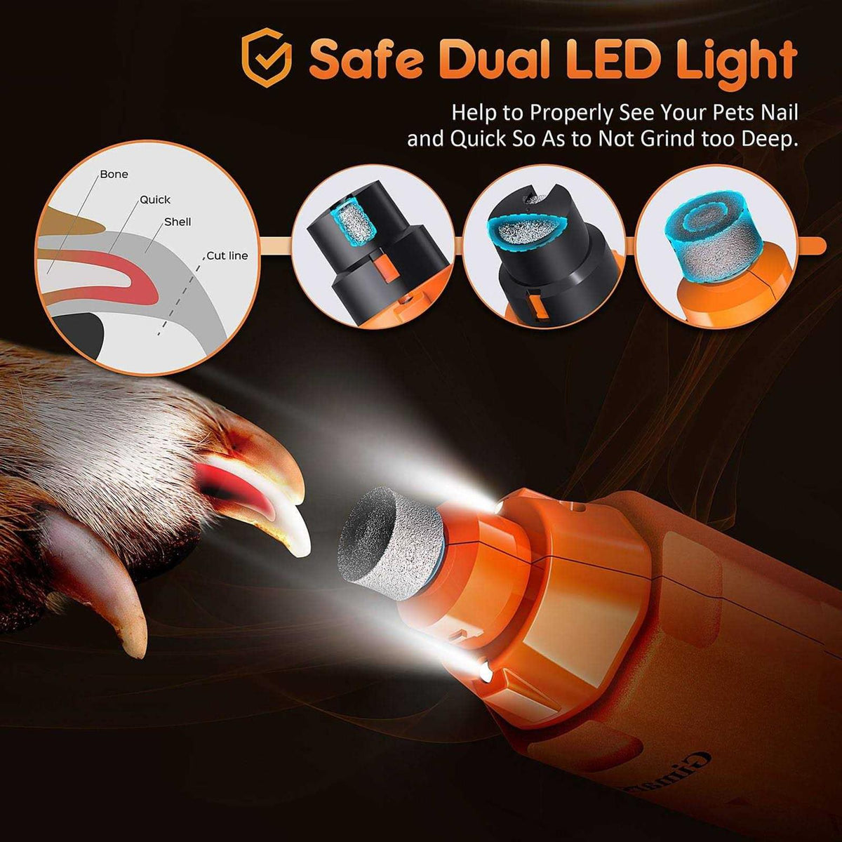 Adjustable 6 Speed Dog Nail Grinder T298