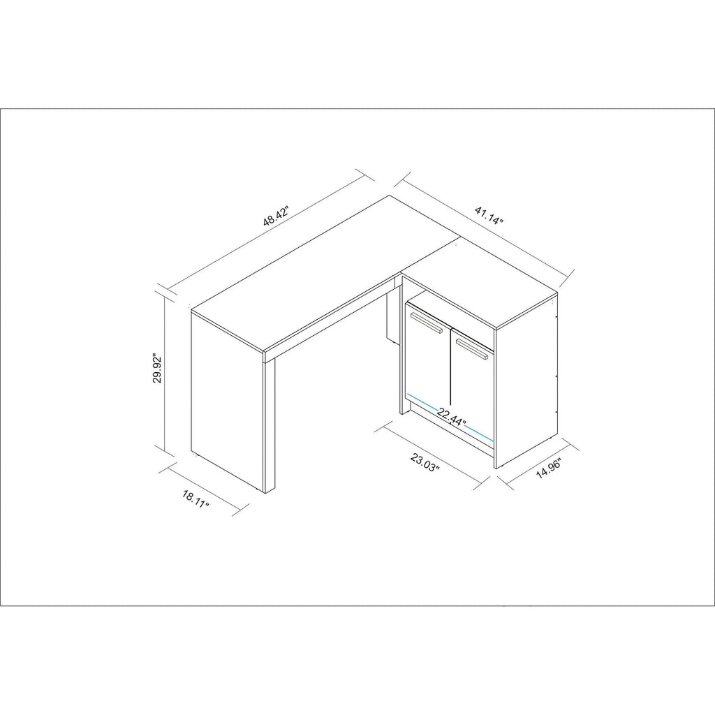White L-Shaped Office Desk with Cabinet B1015