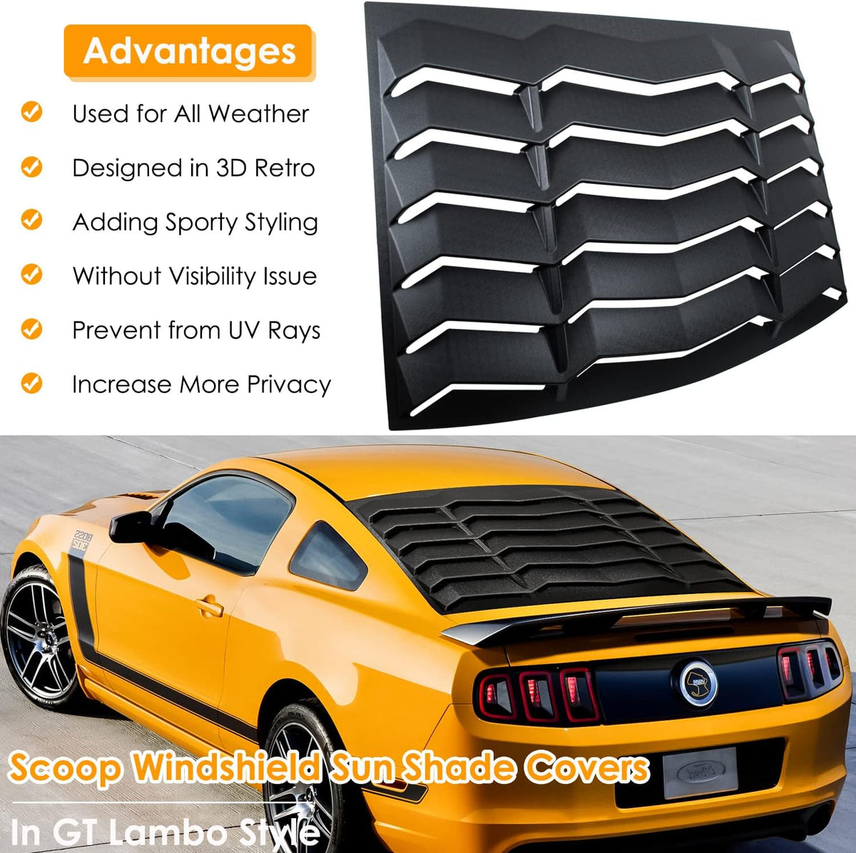 Matte Black ABS Rear Window Louver for Ford Mustang 2005-2014 H860808