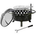 2 in 1 Wood Burning Fire Pit with Mesh Spark Screen Doors Y6119