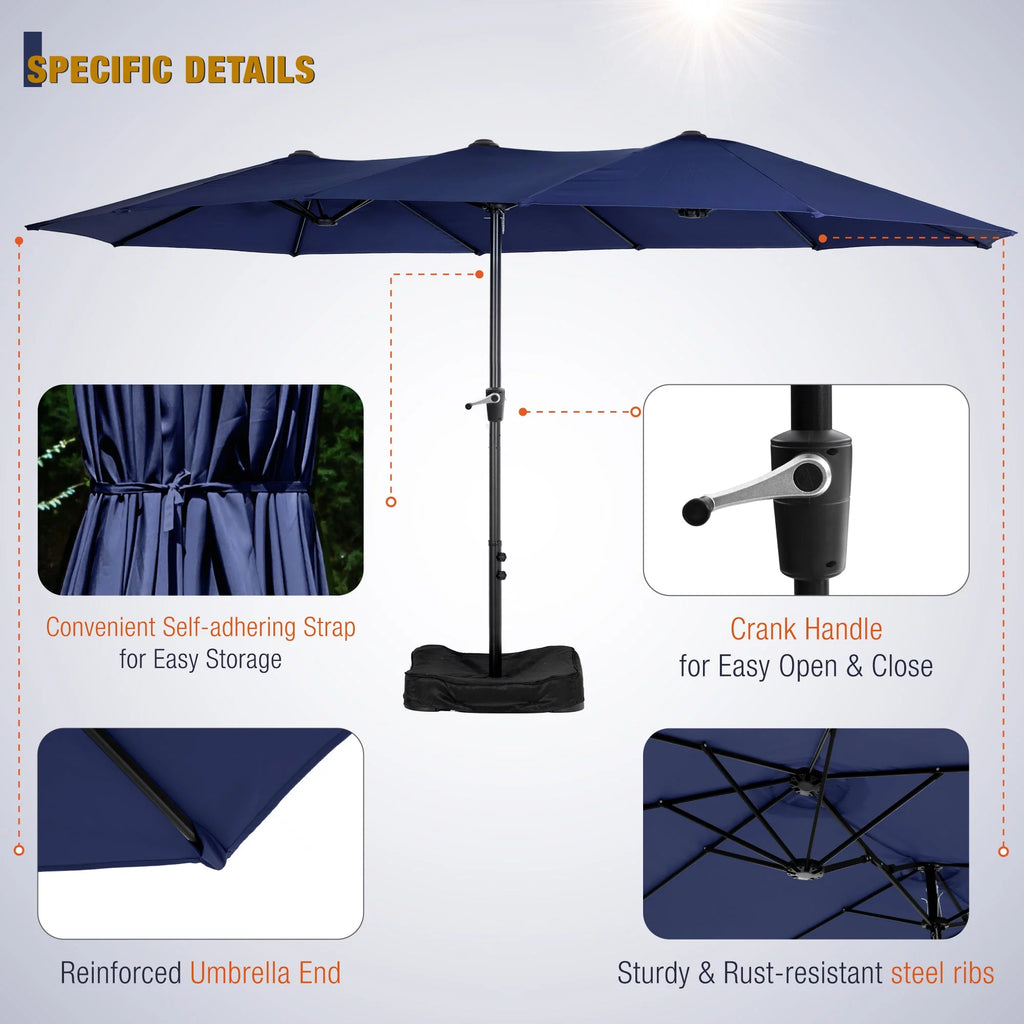 8-Piece Outdoor Patio Dining Set with Navy Umbrella I81705