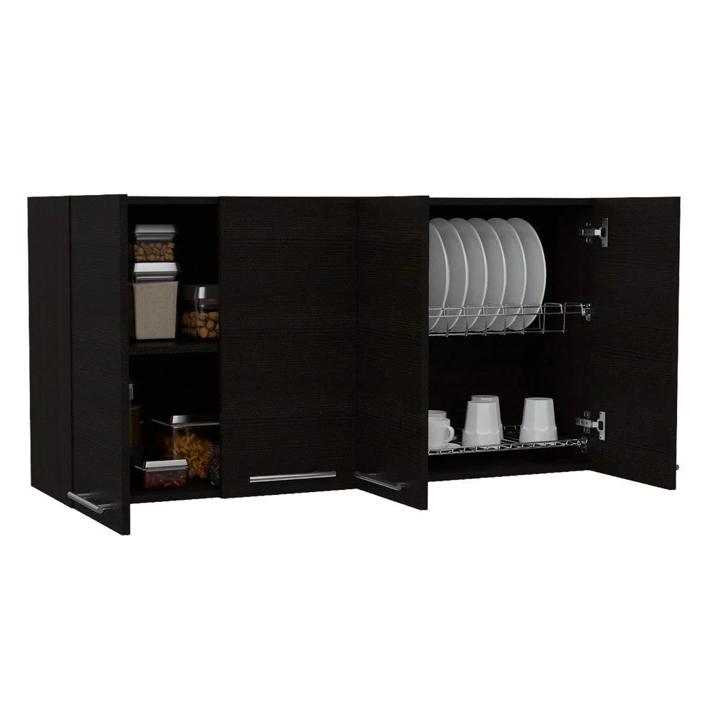 Black Wengue Finish Four Doors Kitchen Cabinet C32655