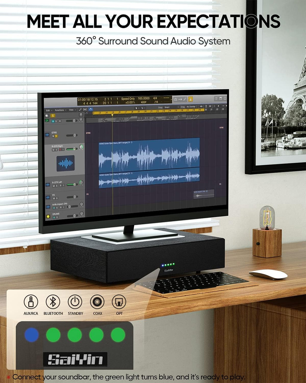 2.1 CH Sound Bar with Built-in Subwoofer and Bluetooth Y448