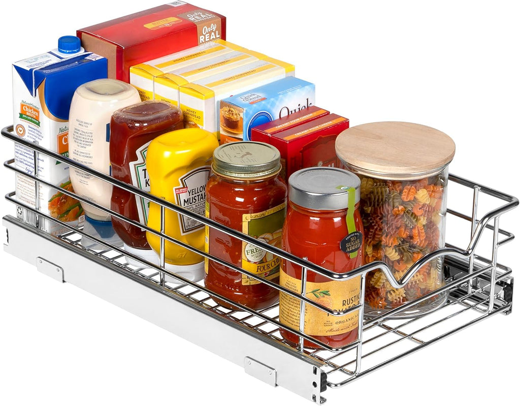 Pull Out Cabinet Organizer Basket, 11W x 21D x 5H B41251