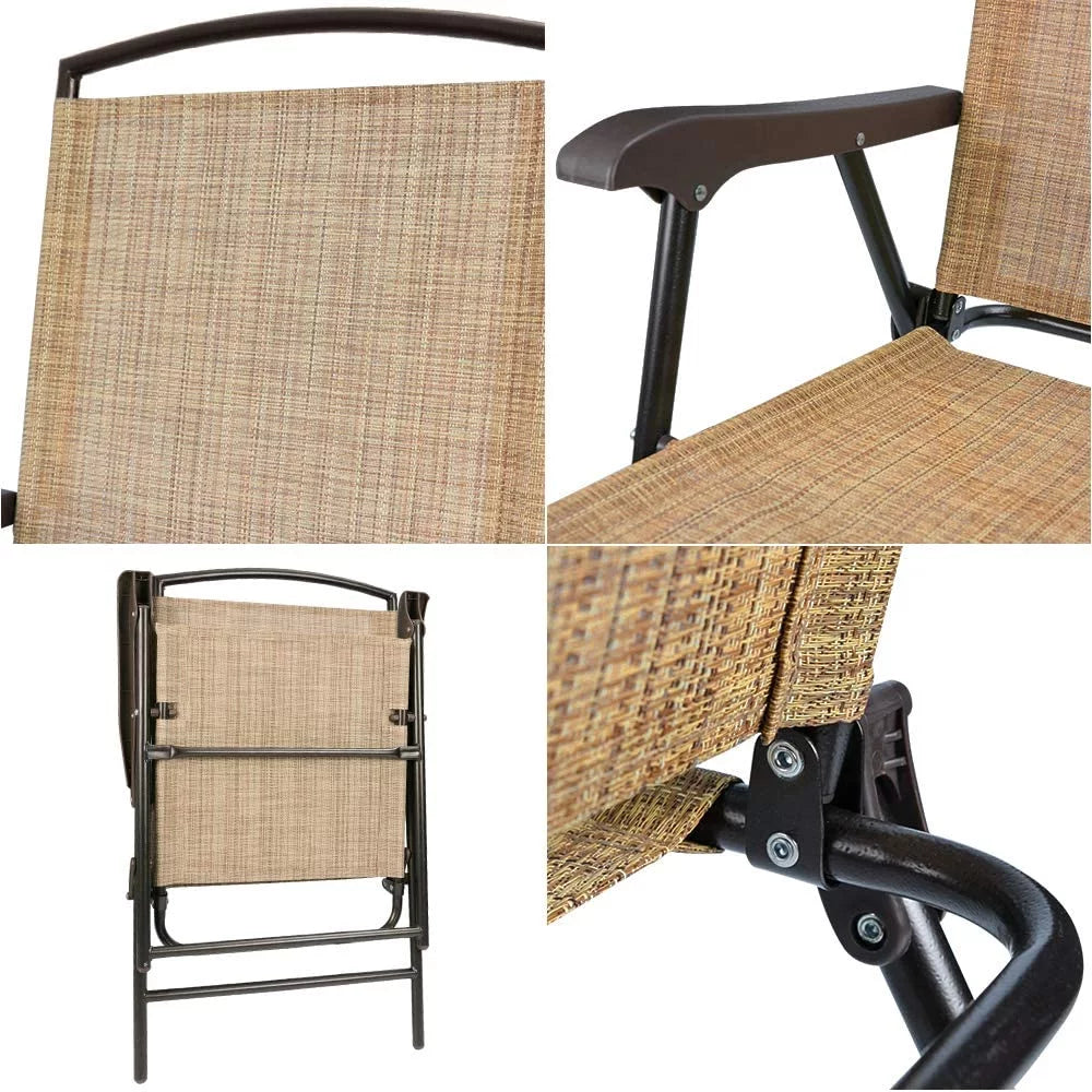 Beige Set of 2 Folding Sling Chair Z445