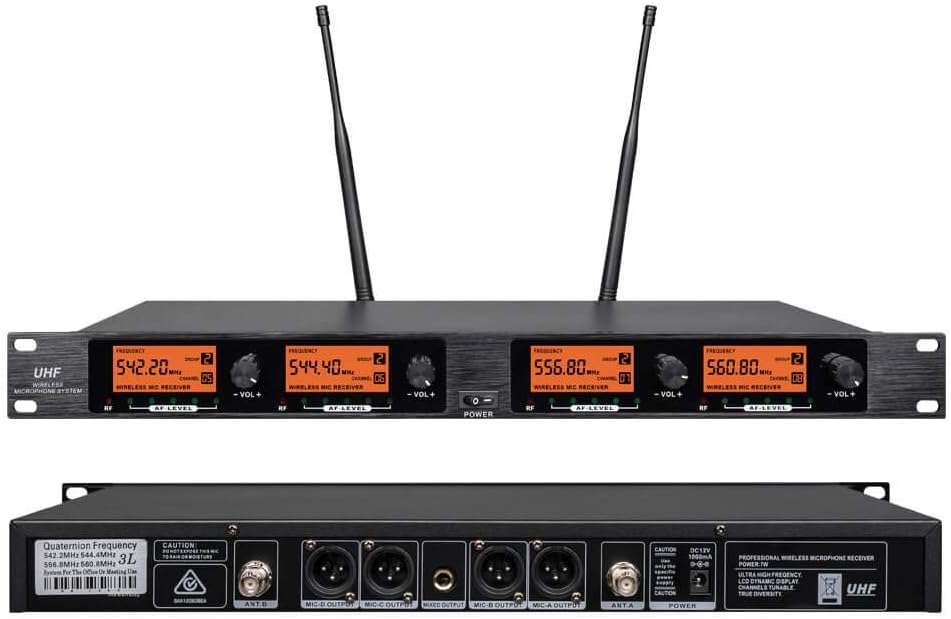 UHF 4 Channel Wireless Microphone System with 4 Handheld Metal Mics K678