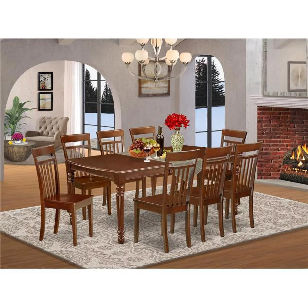 9 Piece Mahogany Wood Dining Room Set Y8836