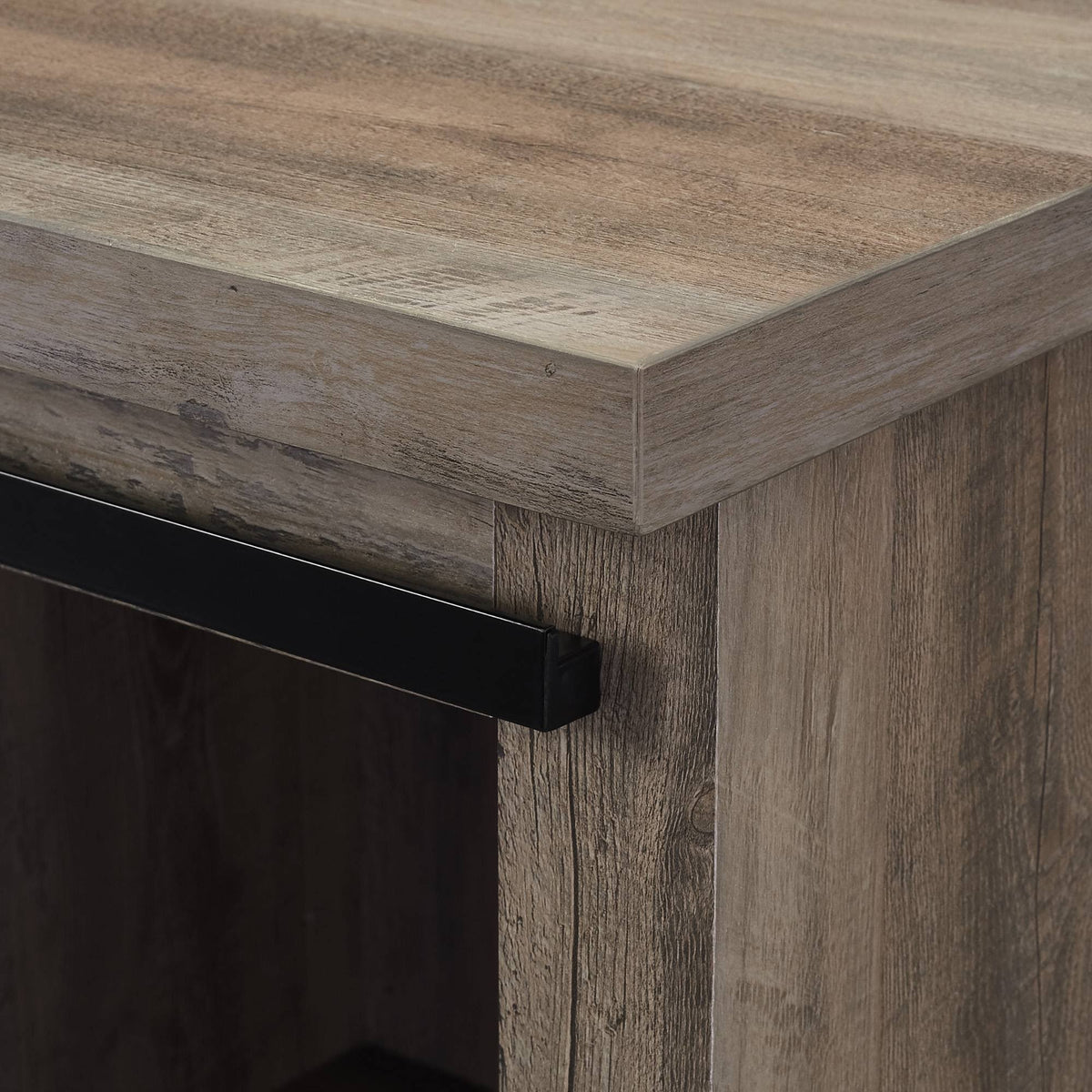 Rustic Farmhouse Accent Cabinet with Sliding Barn Door Gray Wash H53703