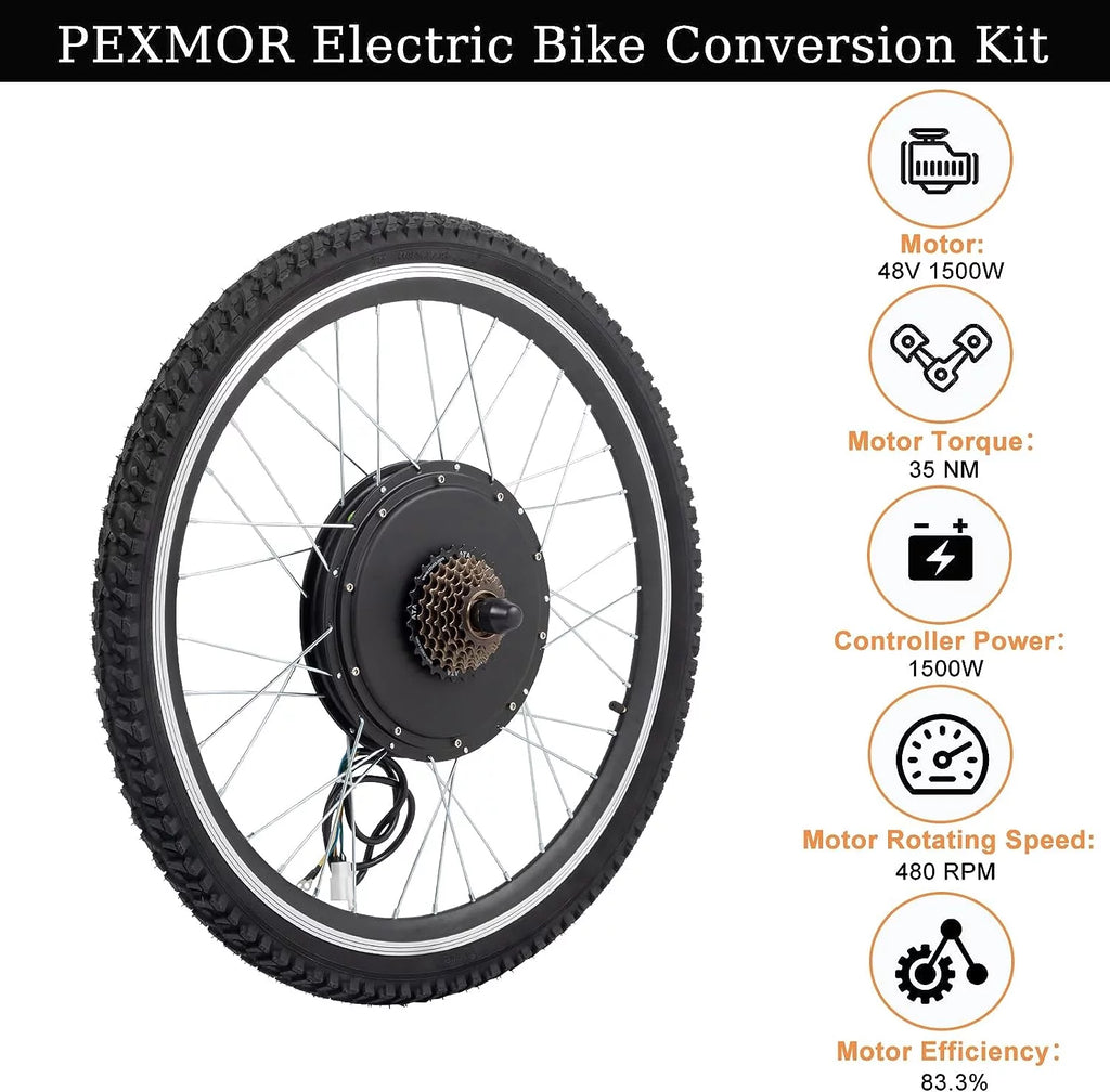 48V 1500W 26" Rear Wheel Electric Bike Conversion Kit S7880