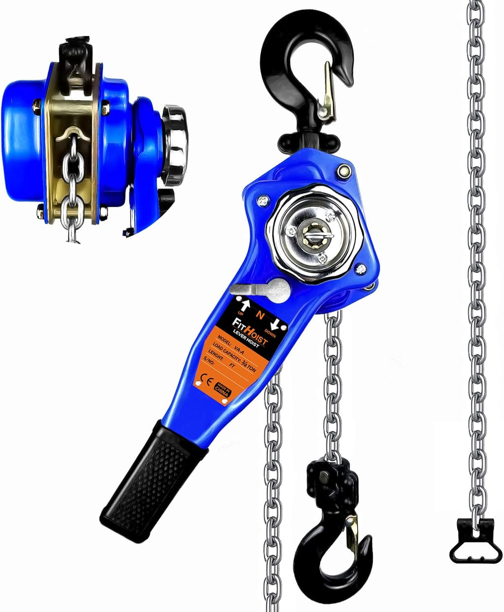 Lever Chain Hoist 1650LBS Capacity 10FT Manual Ratchet Chain Puller Hoist with 2 Hooks Pack of 2 L67926