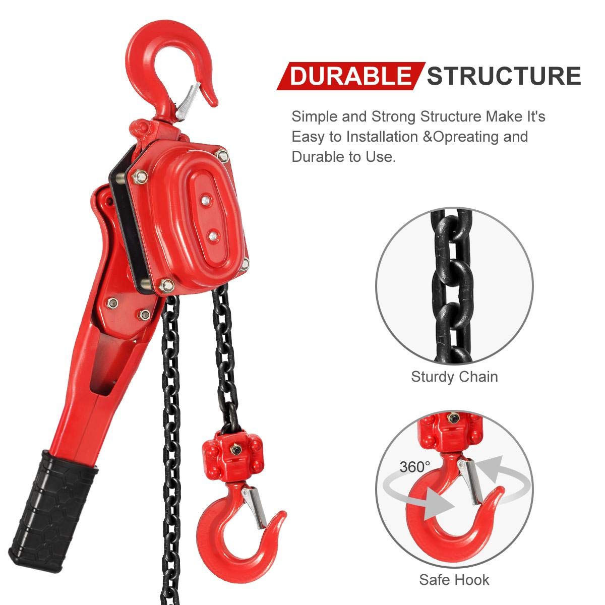 3300LBS Capacity Lever Hoist Come Along with 2 Heavy Duty Hooks, Pack of 2 V42737