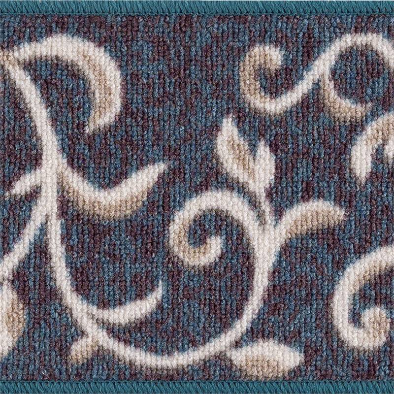 Blue Floral Non Slip Carpet Stair Treads Set of 7 E5332