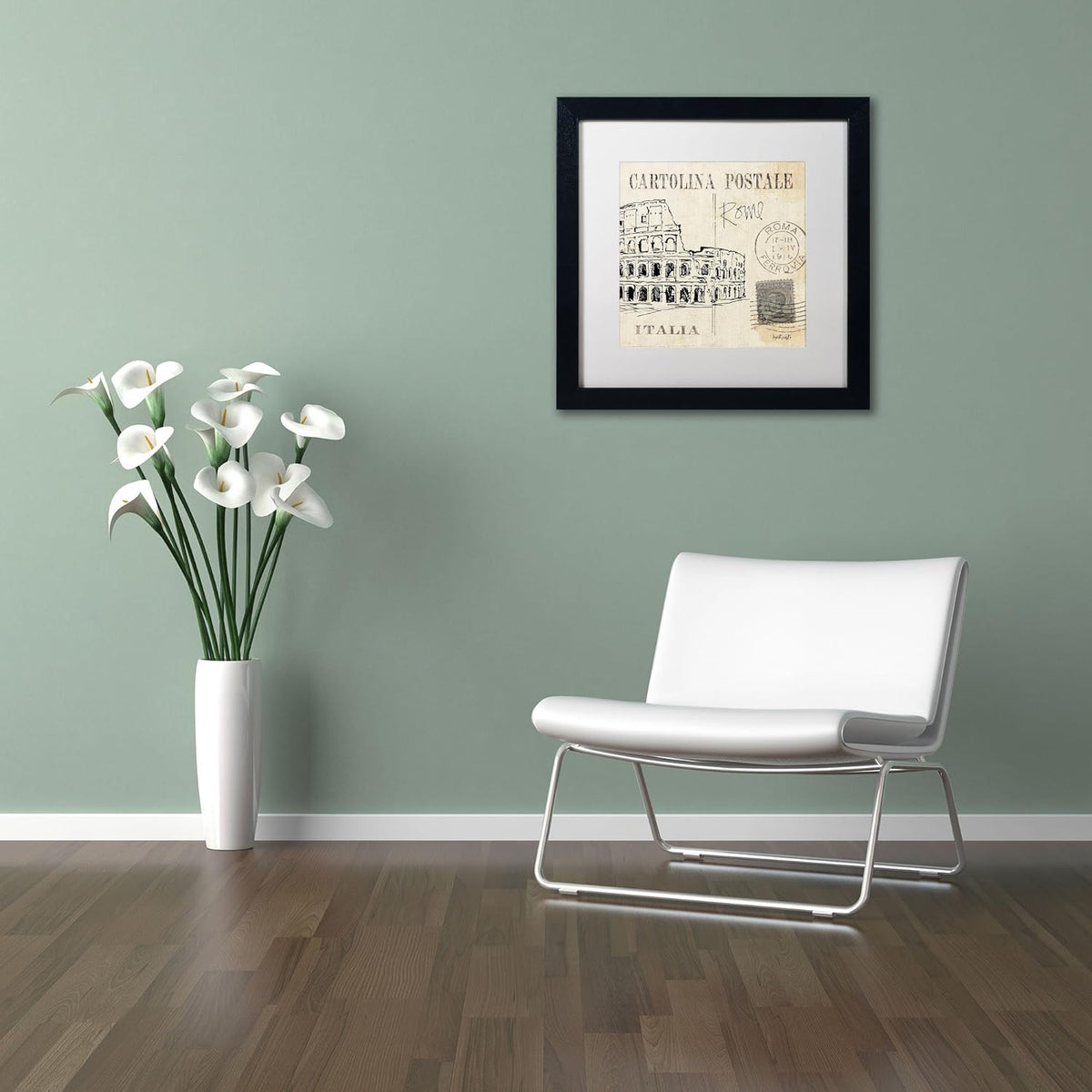 16 by 16-Inch White Matte and Black Frame Artwork E396