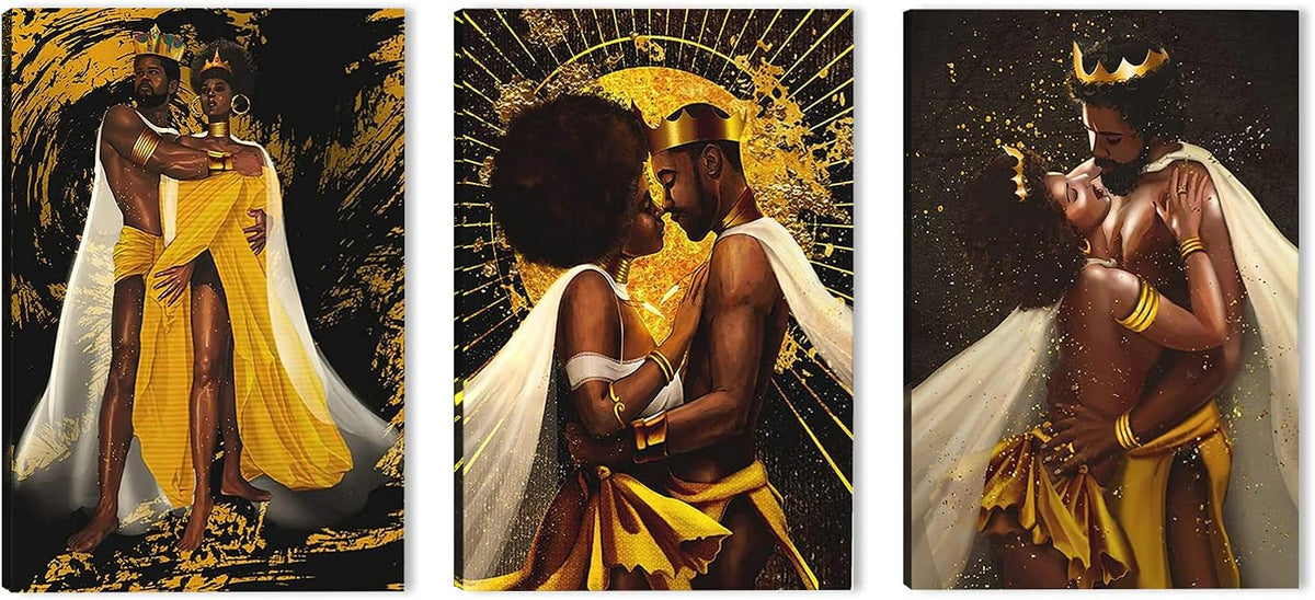 African American Faceless Portrait Canvas Print, Set of 3 Pieces R4724