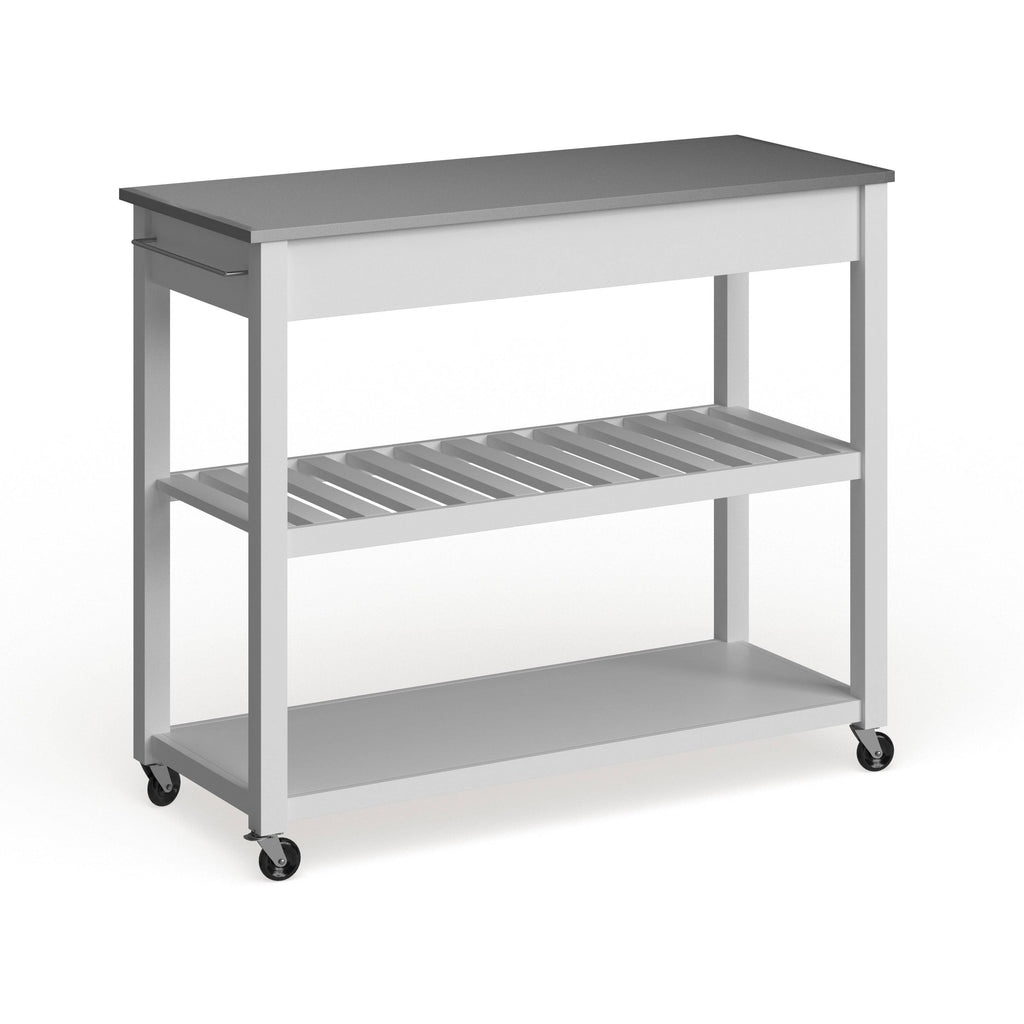 White Wood Kitchen Cart Island N705396