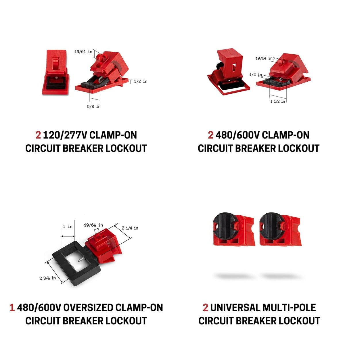 Breaker Lockout Tagout Electrical Loto Kit with Red Safety Padlocks, Hasps, Tags P4677