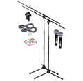 2 Pack Microphone Boom Arm Stand Holder XLR Cable Cardioid Dynamic Vocal Mic Clip T7648