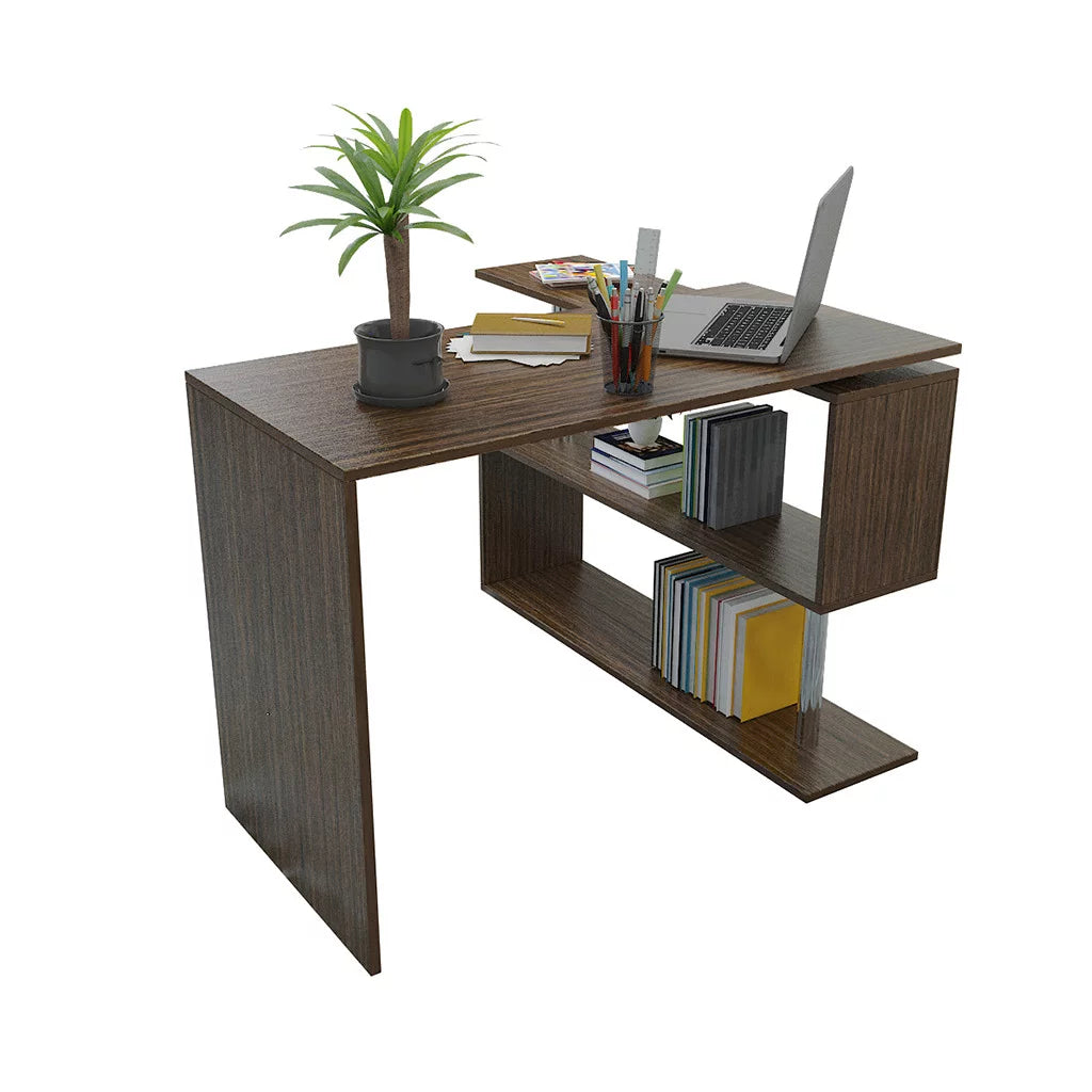 Brown L-shaped Computer Desk 170x74x50 Cm G4688