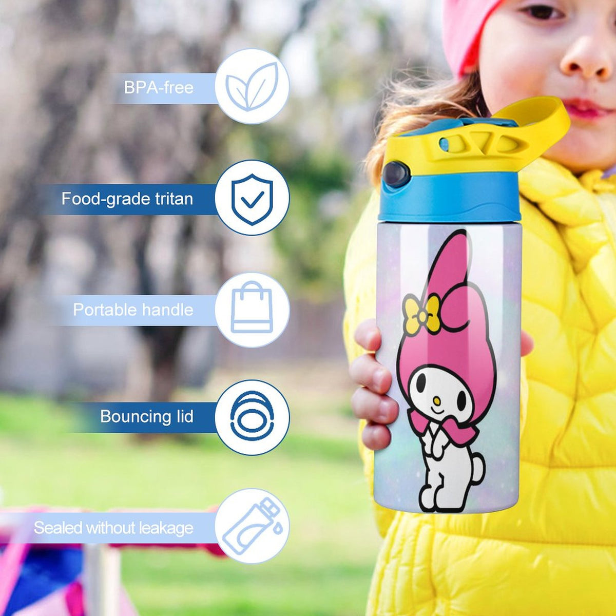 My Melody Children's Water Bottle Vacuum Insulated Stainless Steel Cup With Straw K538