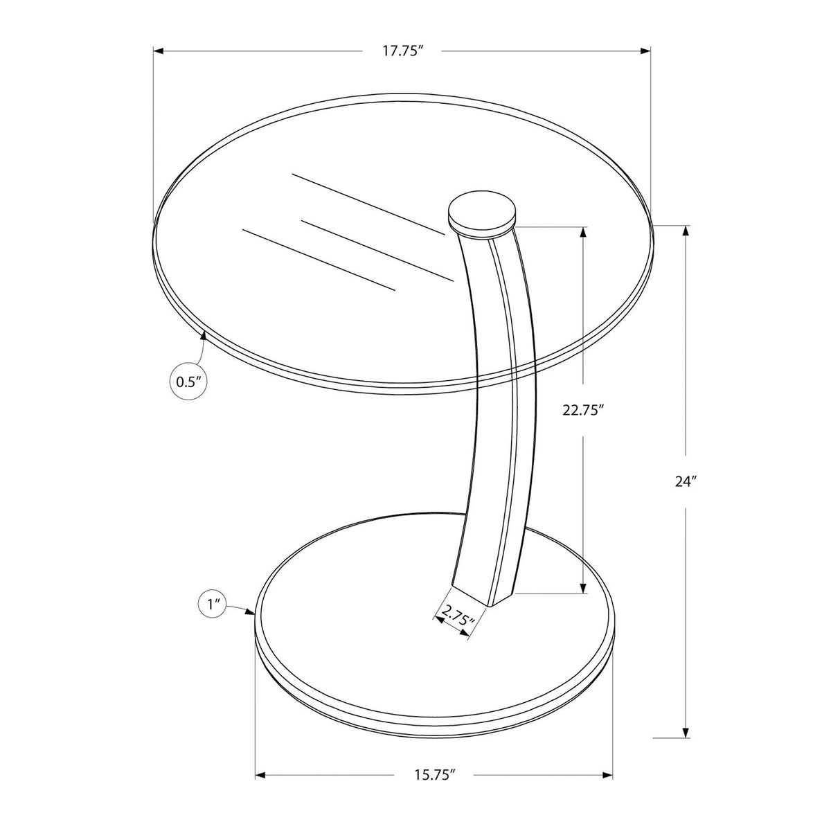 White C-shaped Accent Table Y127