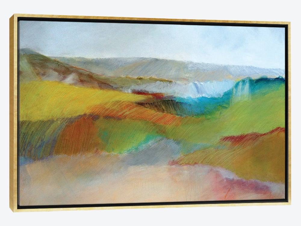 Framed Canvas Art Green Yellow and Rose Landscape I468737