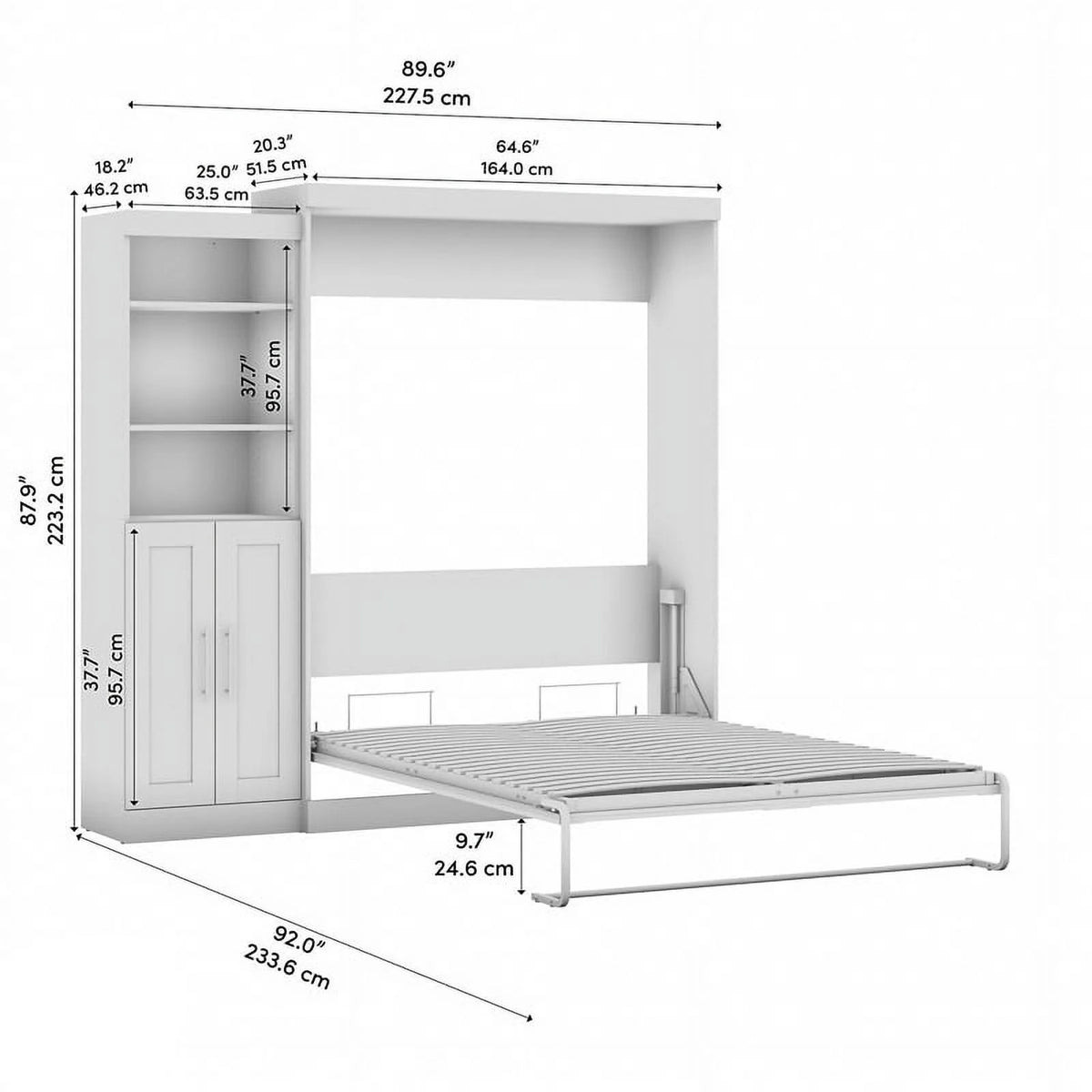 Queen Murphy Bed and Closet Organizer in White T426