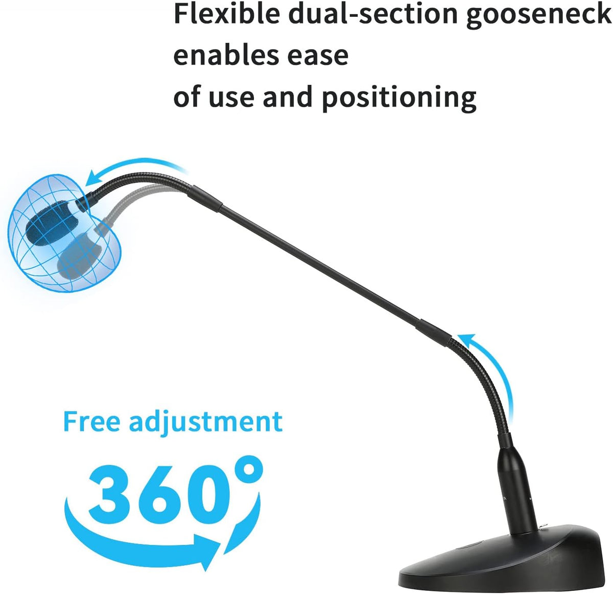 Desktop Gooseneck Condenser Microphone with Base LED Indicator XLR Mic, Pack of 2 I7197