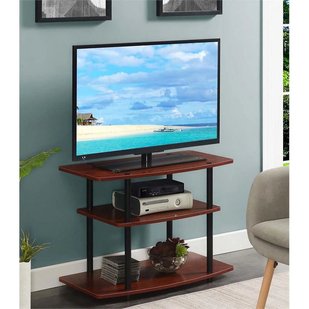 Three-Tier TV Stand in Warm Cherry Wood Finish S56294
