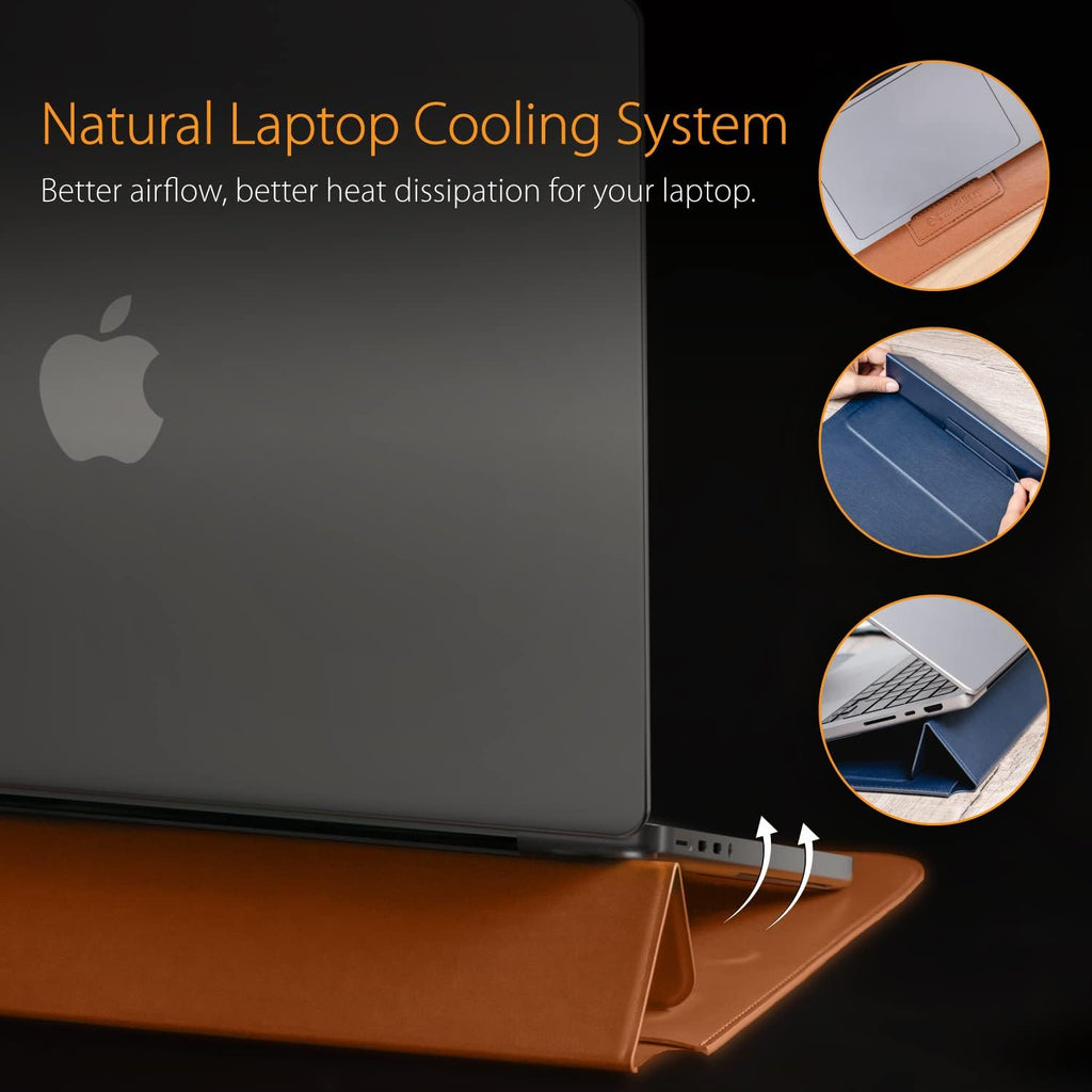 13 Inch Leather MacBook Sleeve Case with Raised Stand C411852
